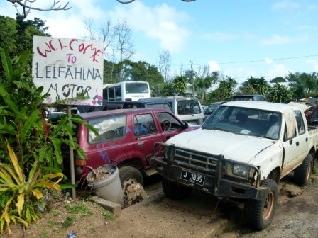 The car dealership in Neiafu.  Nice cars are imported and are hard to come by.