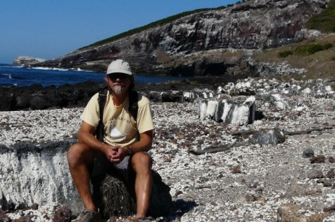 Norm takes a break along the trail on the west coast of the island.
