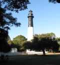 The historic Hunting Island lighthouse was originally constructed in 1859 and rebuilt in 1875 after being destroyed during the Civil War. 
