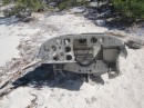 Cockpit of crashed airplane, north beach on Flamingo Cay