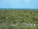 Looking back to the anchorage from the hill on the Atlantic side, Hog Cay