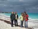 Arline, Jon, Linda and Mark on the beach on the east side of Great Harbour Cay