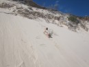 Adler climbs the sand cliff