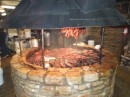 One of the two bar-be-que pits at the restaurant.