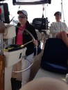 Nancy at the helm.