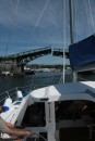 Traffic is halted for us to pass under a draw bridge - into Lake Union, at the heart of downtown Seattle