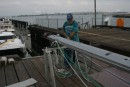 Captain Ralph feeding line into the mast