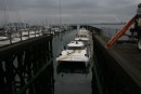 After arriving in Annacortes the mast was lifted in peices off of the deck