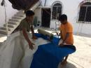UV strip being sowed in Cancun