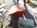 The rudder after being repaired and ready to be installed.