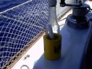 My message in a bottle just before throwing it over the side in the middle of the gulf stream.