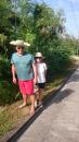 Walking in Mayreau with our hats!