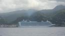 A giant cruise ship in Roseau