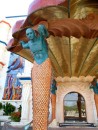 At OceanWorld, a marina/resort complex 15 miles east of Luperon, this gaudy figure guarded the entrance to the marina