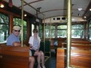 Charleston provided a free trolley service which was very much appreciated by all of us.  Here Larry and his sister Kathy were the first ones aboard.