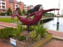 This mermaid is outside the pagoda in Norfolk.