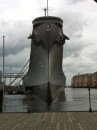 This is the battleship Wisconsin as seen bow-on from land.  We marveled at its contours.