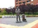 Next to the battleship Wisconsin is a plaza with plaques commemorating lost sailors and ships, as well as a statue of the iconic sailor.