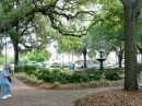 James Oglethorpe designed the layout of Savannah, incorporating many squares, such as this one, which he hoped would become a center point for the municipal buildings and homes around each square.