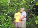 Larry and our guide, Uncle Sam, who led us on trips to the Syndicat National Rain Forest and Milton waterfall