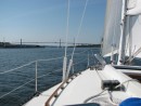 Sailing towards the Halifax bridges