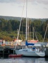 Beautiful Illihee II berthed up at the government wharf in Baddeck