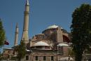 The Hagia Sophia. Built in 557CE, having burnt down several times before that. Was Christian, then a mosque, now a museum.