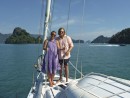 Hannah and Eddie on a typically windswept day in Langkawi