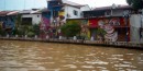 Houses and cafes on the Melaka river
