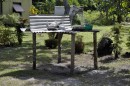 Typical Fijian kitchen.  Outside with no running water.