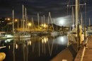 Moon rise over the marina