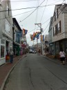 Commercial St. arched by rainbow flags, Provincetown 081011
