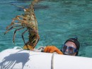 Dick with his lobster, caught in the Bahamas, somewhere!