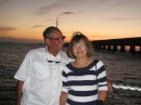 Dick and Peg/Marg blocking out the sunset at the Seven Mile Bridge