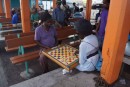 Playing Checkers at bus terminal