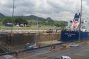 Tanker and Sailboat in Miraflores Locks