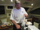 Doug grinding conch for Conch Fritters