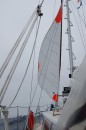 Sailing with the storm jib 