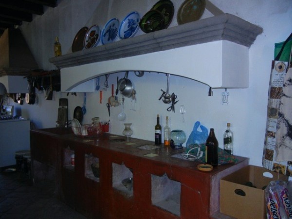 Inside the kitchen.