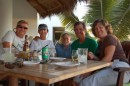 Mark from Merkava (Vancouver), Penny, Ian, Fred & Ellen at happy hour in La Cruz marina - half price drinks!