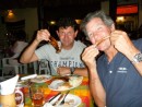 Joe and Fred eating yummy ribs