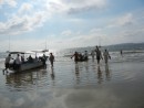 The crew arriving from the boat via panga.