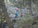Hiking down to the falls with two local children following me.