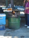 One of the stalls at the Divisadero station. They cook the most yummy gorditas on these drums.