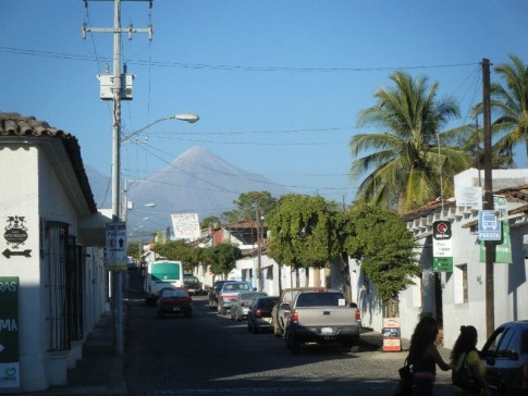 The volcano looming over the town.