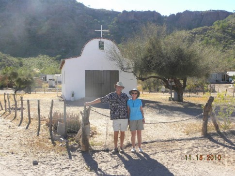 Bahia Agua Verde - Jim & Connie in front of local church
