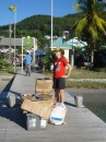 Karin on Bequia dock helping unload some aid