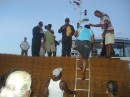 The passengers had to climb over the steel to get onto the other boat ... good job Mike managed to clear the deck first