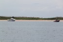 The first beached boat rescued by Tow Boat US in Barden Inlet, nr Beaufort, North Carolina, USA yesterday.