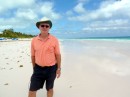 Maynard on the pink sand beach at Dunmore Town, Harbour Island, Eleuthera, The Bahamas